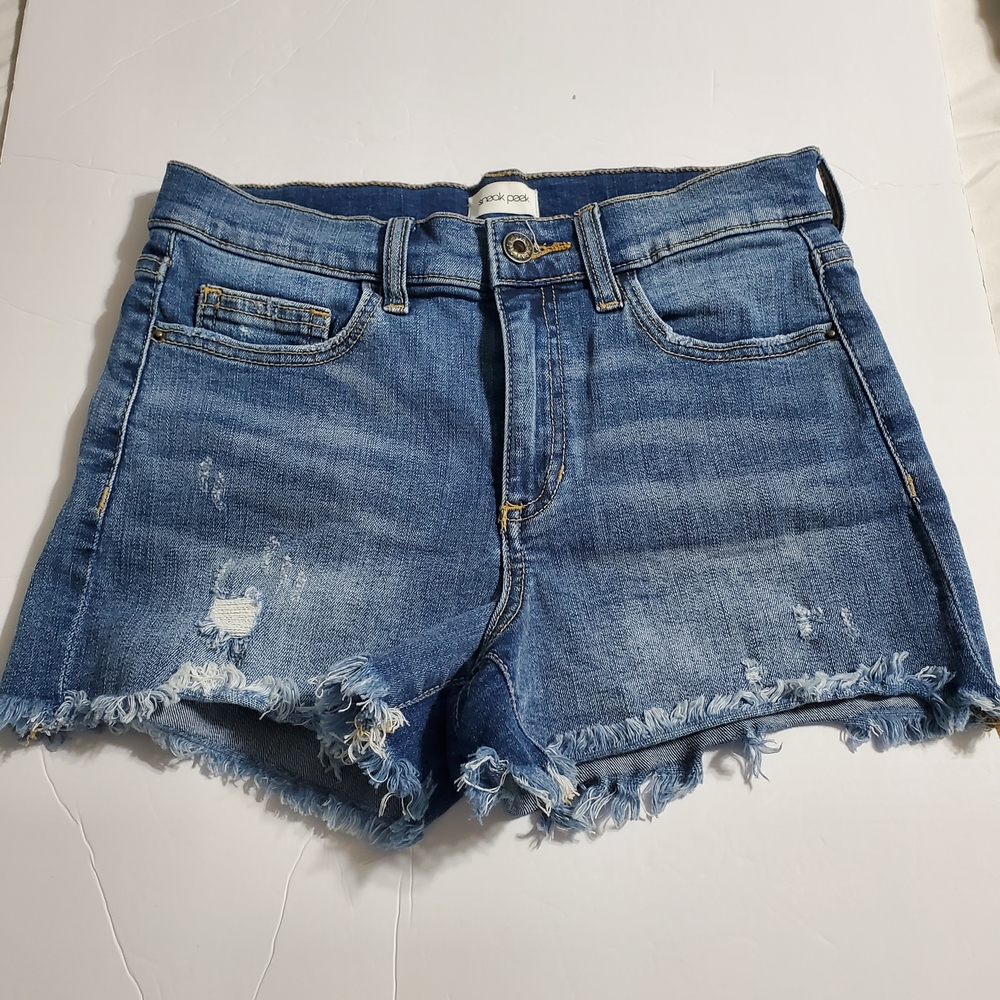 Sneak Peek Blue Distressed Jean Shorts